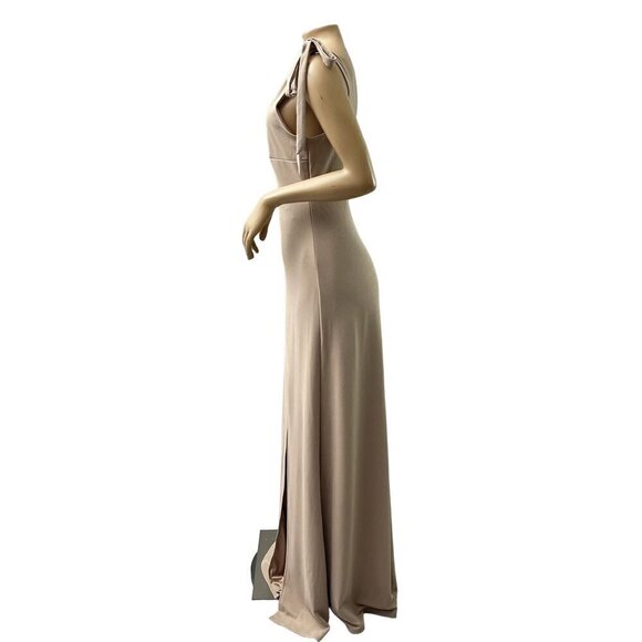 Birdy Grey Alex Convertible Crepe Taupe Maxi Formal Bridesmaid Dress Large NWT - Picture 8 of 16